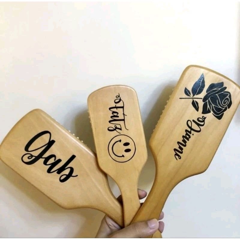 CAP Personalized Wooden Brush | Hair Brush Engraving Decal UV sticker ...