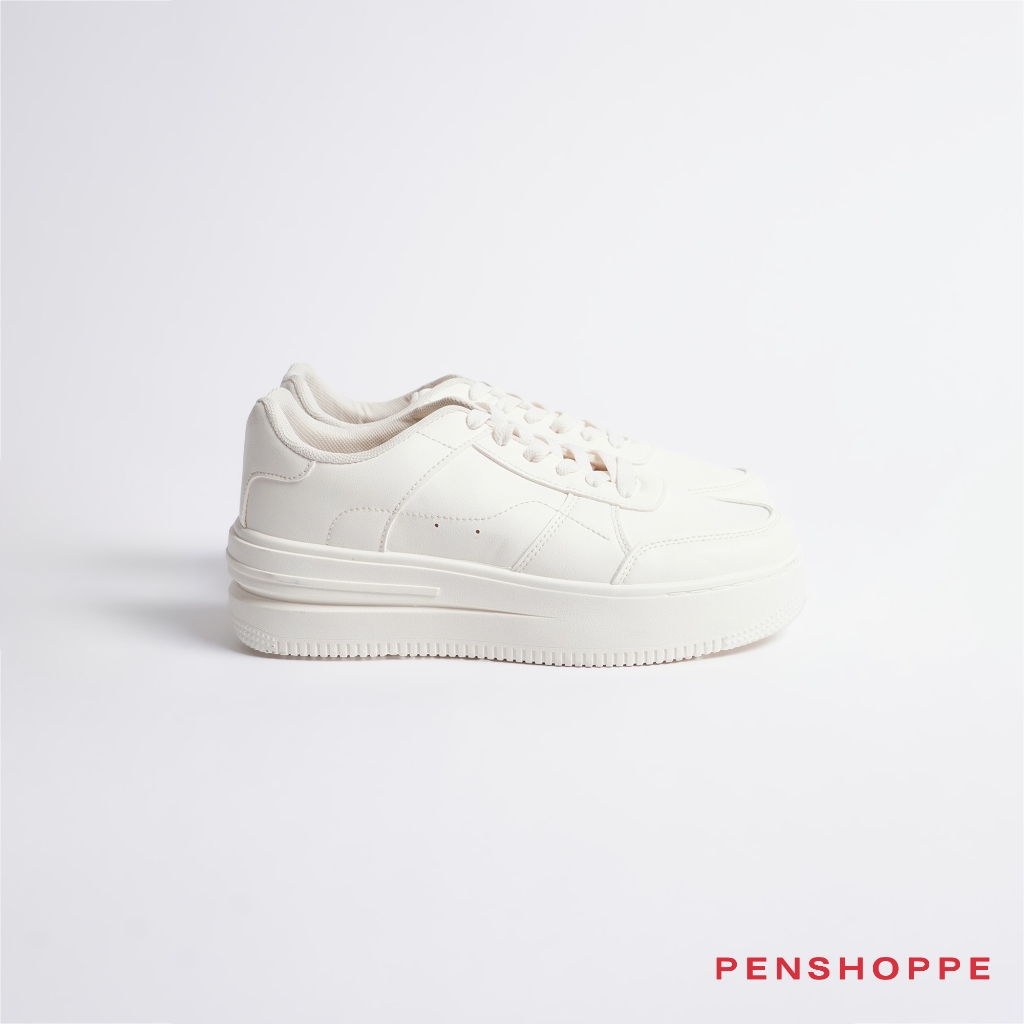 Penshoppe Platform Cut And Sew Lace-Up Sneakers Shoes For Women (Off ...