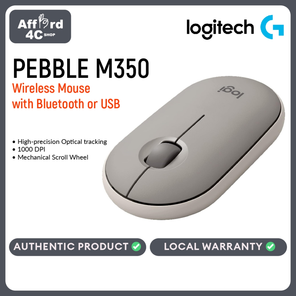 Logitech Pebble M350 Wireless Mouse With Bluetooth Or Usb Silent Slim Computer Mouse Shopee 9135