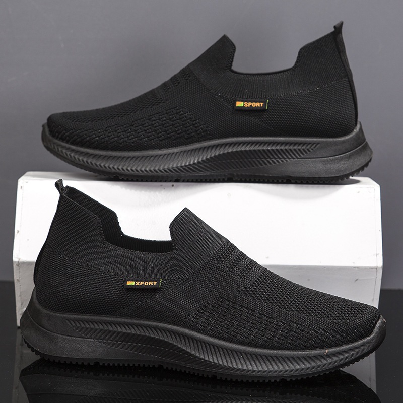 Slip On Rubber Sneakers For Men Fly Woven Comfortable Leisure Shoes For ...