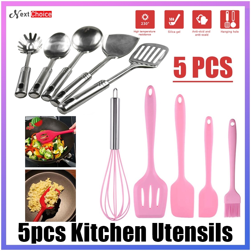 1pc Stainless Steel Cooking Utensil With Non-slip Wooden Handle, Hanging  Hole Design, For Kitchen & Restaurant Use, Including Spatula, Ladle,  Skimmer And Spoon