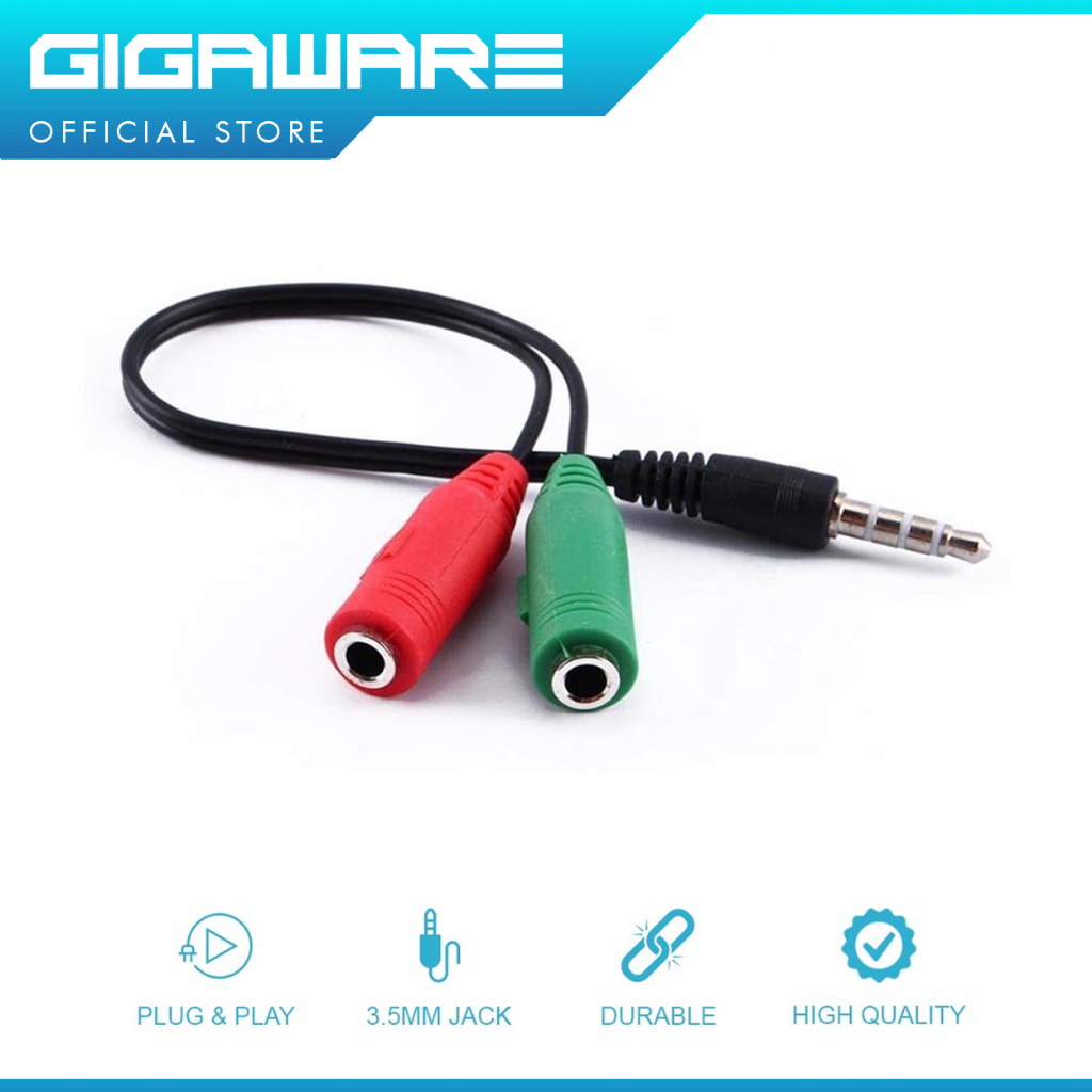 Gigaware 3.5mm Audio and Microphone Cable with Audio Adapter Shopee