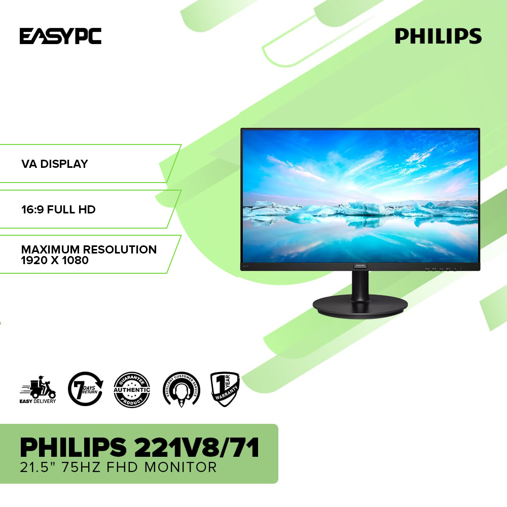 Easypc Philips 221v8 71 21 5 Inch 75hz Fhd Monitor Va Lcd Black