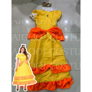 Game Super Mario Daisy Princess Yellow Dress Cosplay