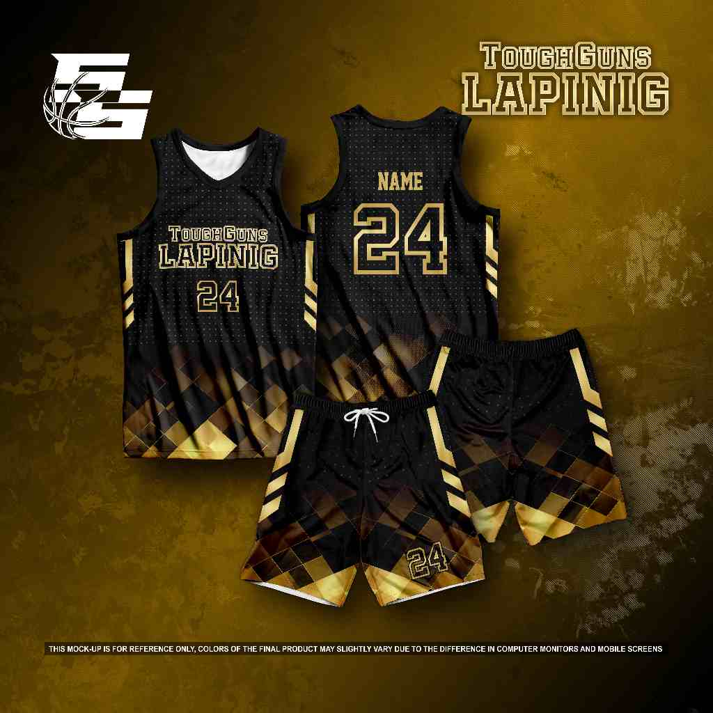 Basketball Jersey Design Sublimation Black And Gold TOUGHGUNS