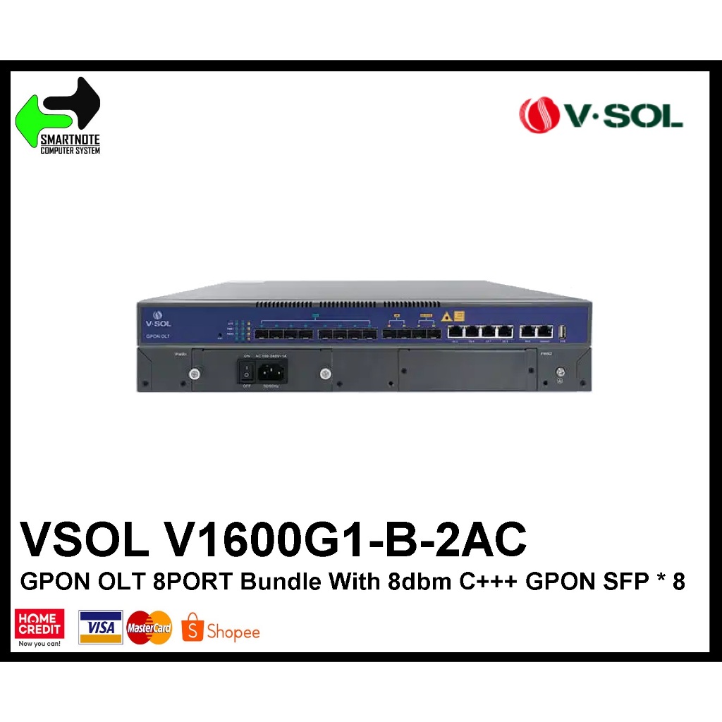 VSOL V1600G1-B-2AC GPON OLT 8PORT Bundle With 8dbm C+++ GPON SFP * 8 ...