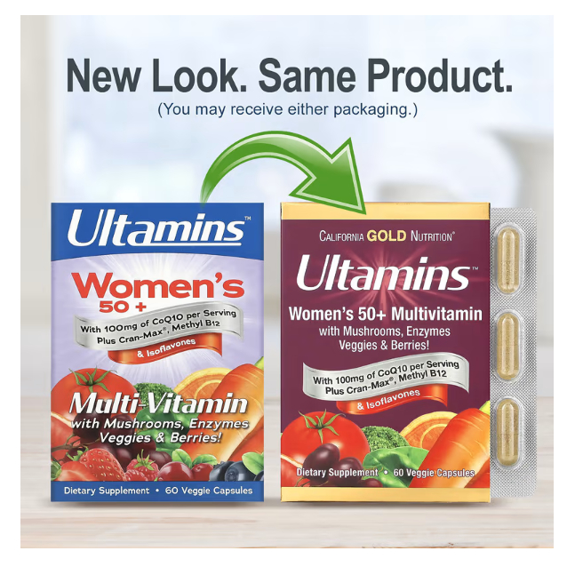 Ultamins (Men or Women) Multivitamin with CoQ10, Mushrooms, Enzymes ...