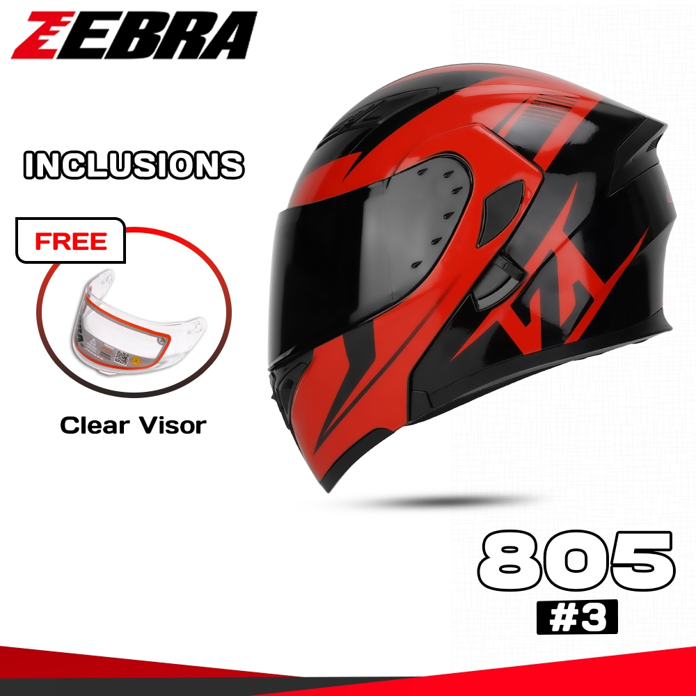 ZEBRA FF805 #3 Motorcycle Open Face Modular Helmet Dual Visor | Shopee ...