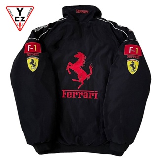 YCZ F1 Racing Jacket Embroidery Long Sleeve Retro Motorcycle F1 Ferrari ...