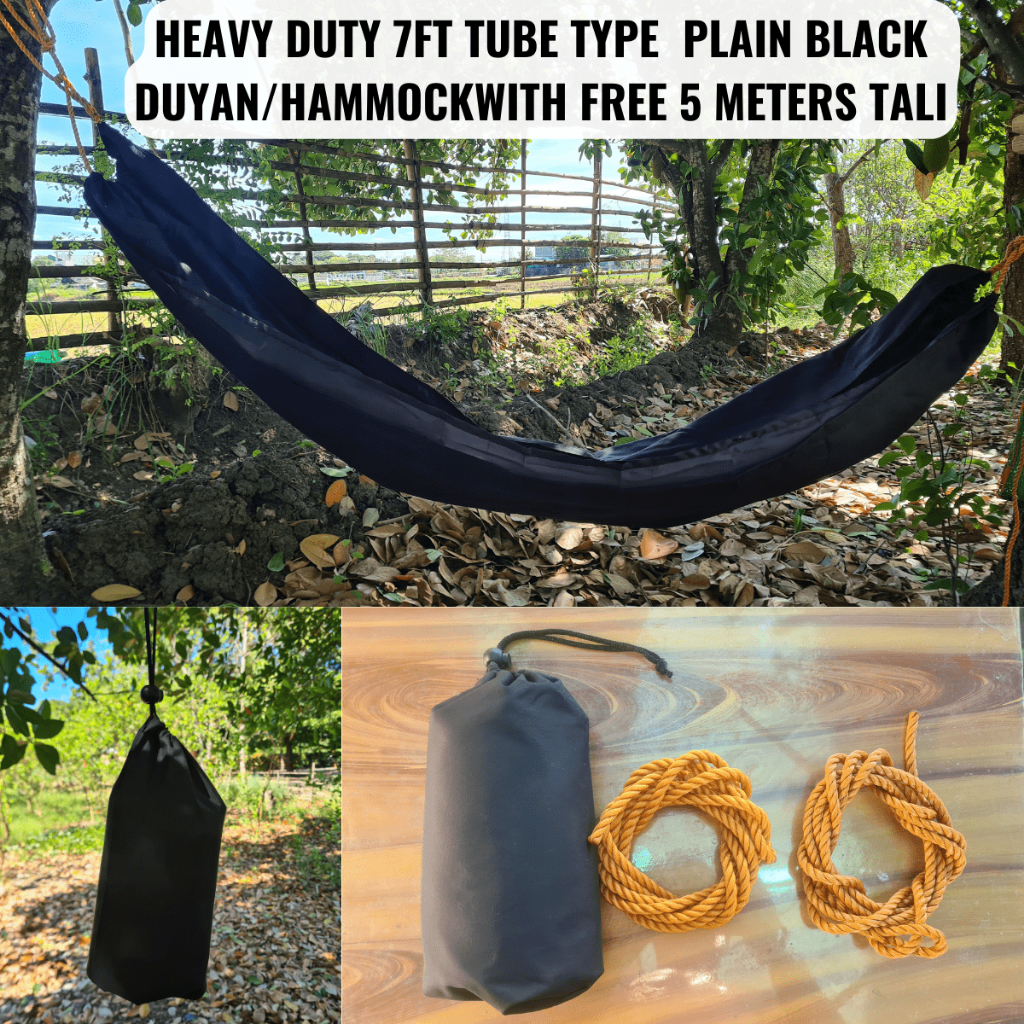7 Feet Original Heavy Duty Tube Type Plain Black Duyan/Hammock with ...
