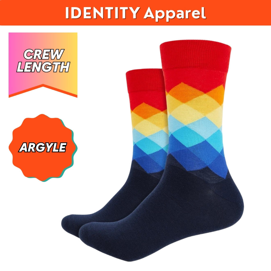 IDENTITY Apparel Argyle Printed Crew Length Socks Shopee Philippines