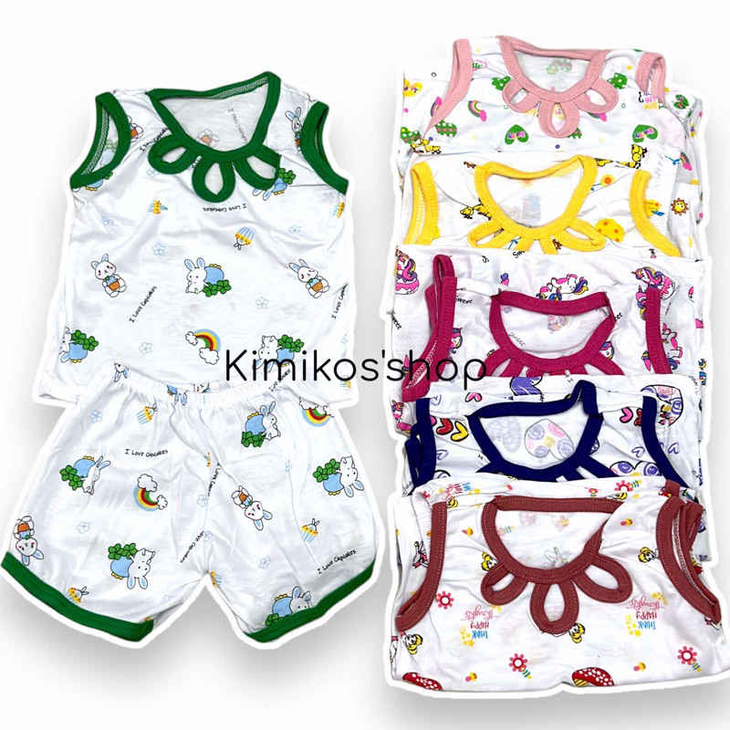 (12PAIRS) BABY SANDO TERNO COTTON (0-6MONTHS) GIRL 3 HOLES PRINTED ...