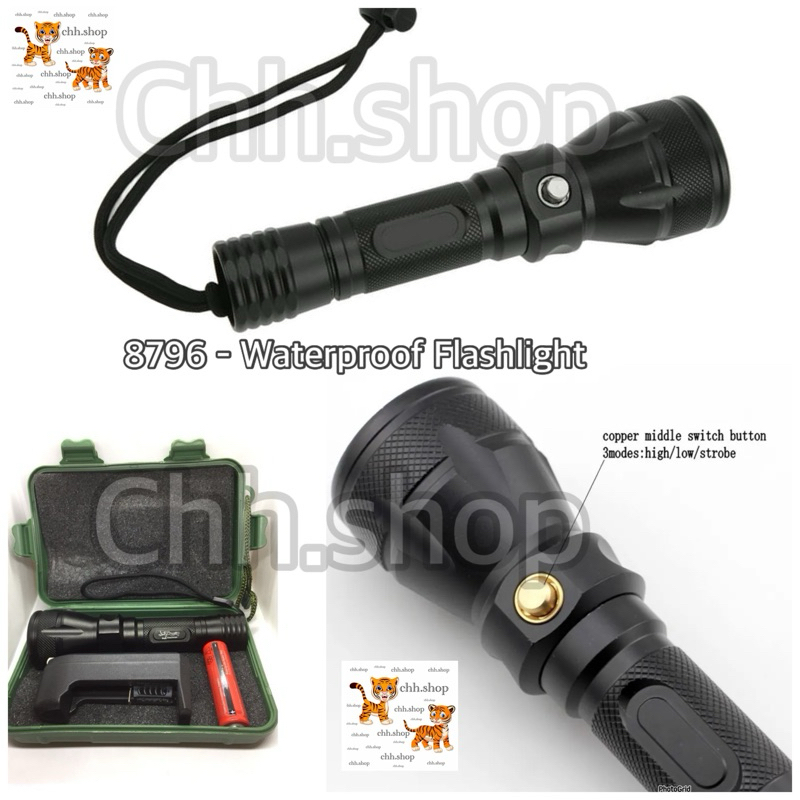 Waterproof LED Flashlight / Diving, Camping Rechargeable Flashlight (BL ...