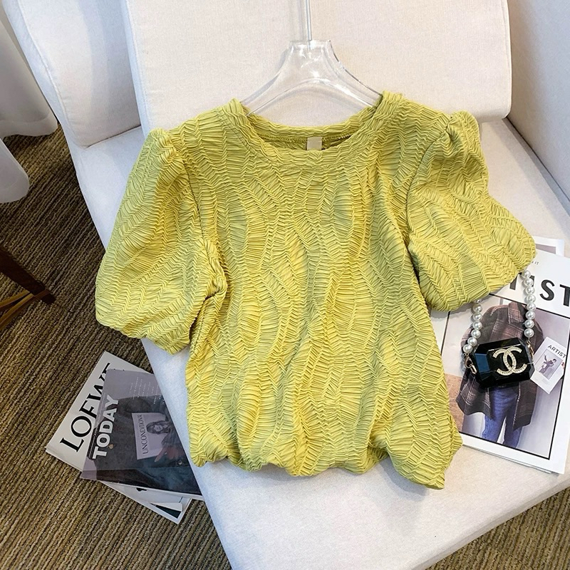 Threaded Pear Kathryn Bubble Sleeve Peplum Blouse