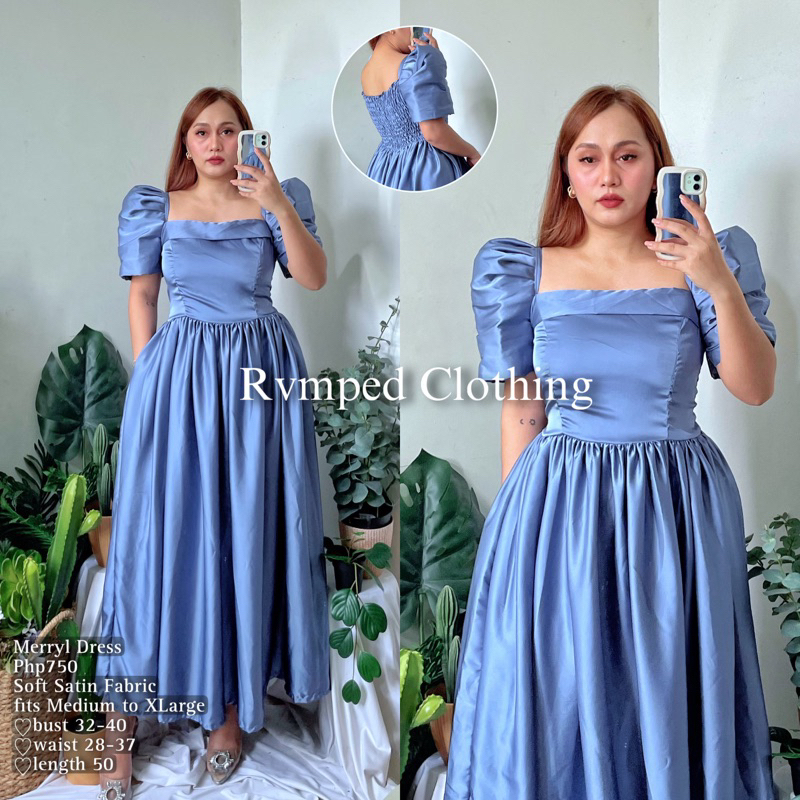 RVMPED Merryl Satin Filipiniana Dress | Shopee Philippines