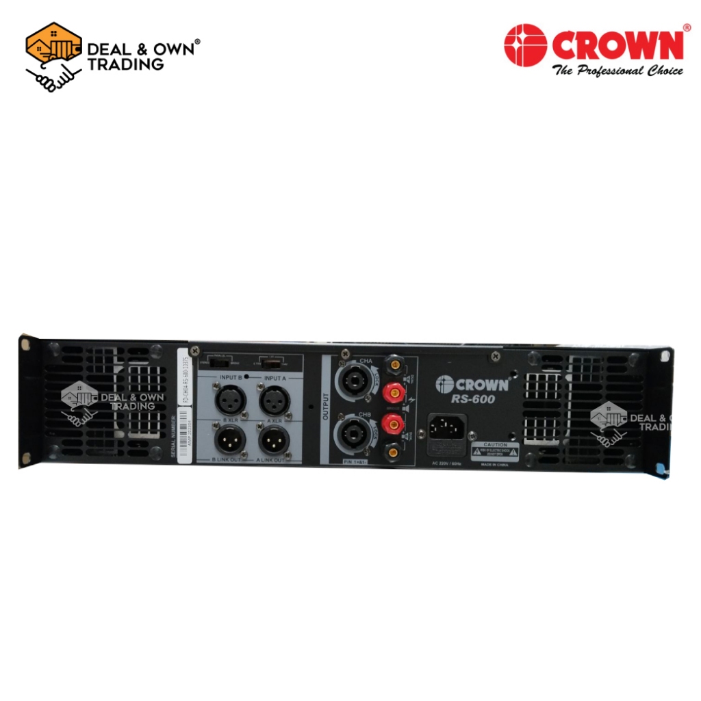 Original Crown Raptor Series RS-600 Power Amplifier 600 Watts RMS x2 ...