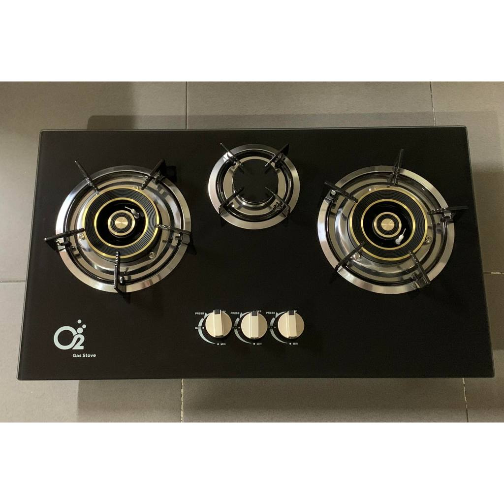 O2 builtin 3burner tempered glass gas range stove BWXK309 (no