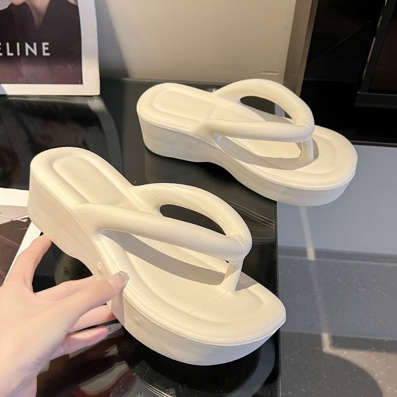6cm Thick Sole Korean Wedge Slippers for Women Flip Flops With