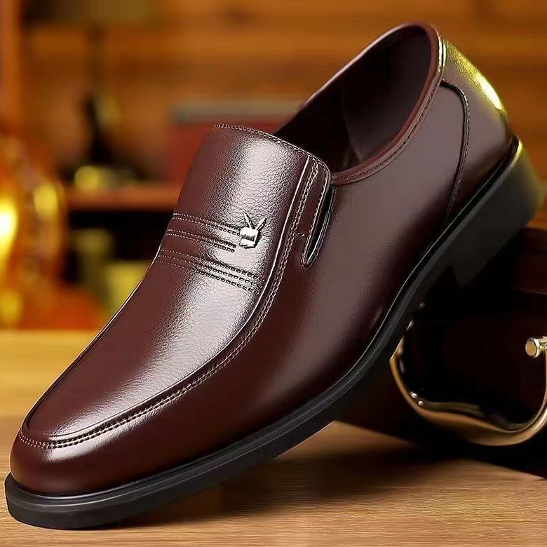 Korean Leather Shoes Men's Business Dress Shoes Men's Casual Black Soft ...