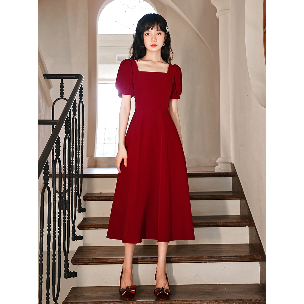Red dress for woman elegant korean casual long dress cocktail dress formal  plus size summer dress xl