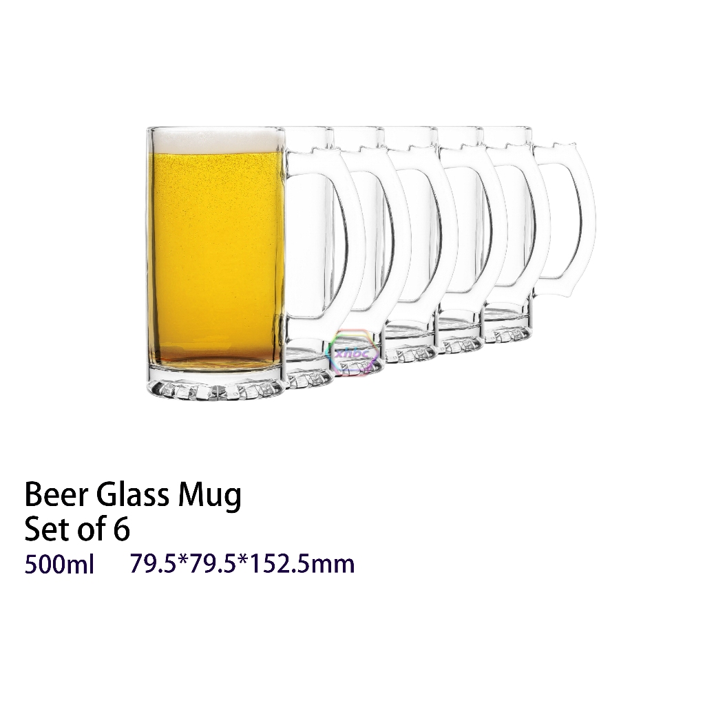 500ml Glassware Glass Clear Drinking Set Clear Glass Beer Mug (1pcs/6pcs) Shopee Philippines