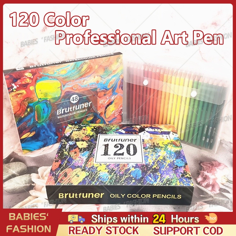 Premium Watercolor Oil Color Pencils 48/72/120 Colors in Soft Wood Core Set  for Professional Artists, Sketching, and School Art Supplies 