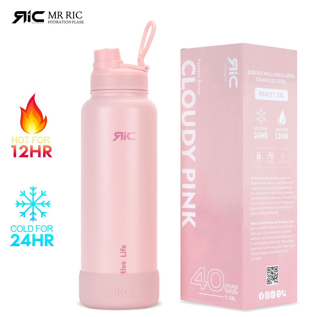 Mr Ric Hydration Flask Spout Lid Wide Mouth Vacuum Leak Proof Stainless ...