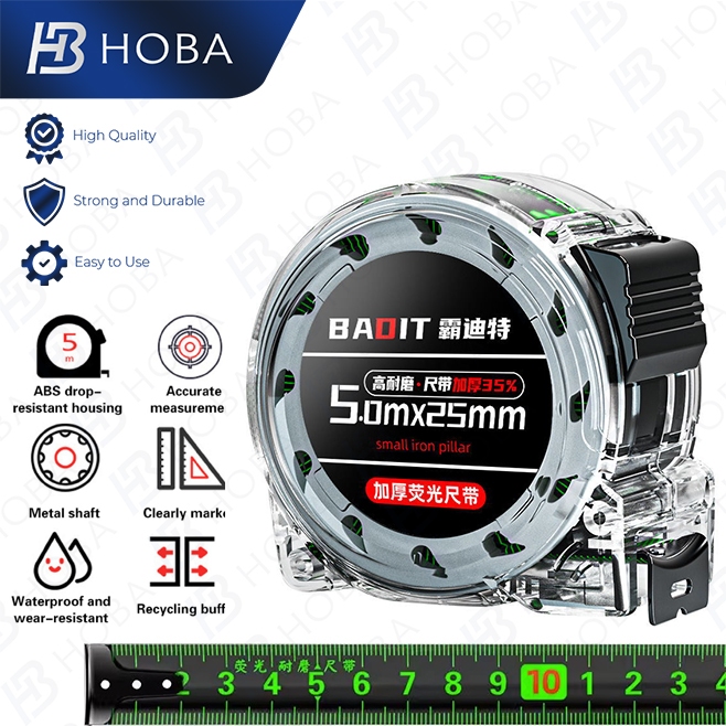 Hoba Metro Transparent Tape Measure Metric Steel Measuring Ruler ...