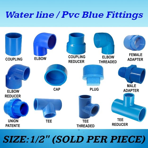 Water Line / PVC Blue Fittings 1/2 Size , Cap, Plug, Male & Female ...