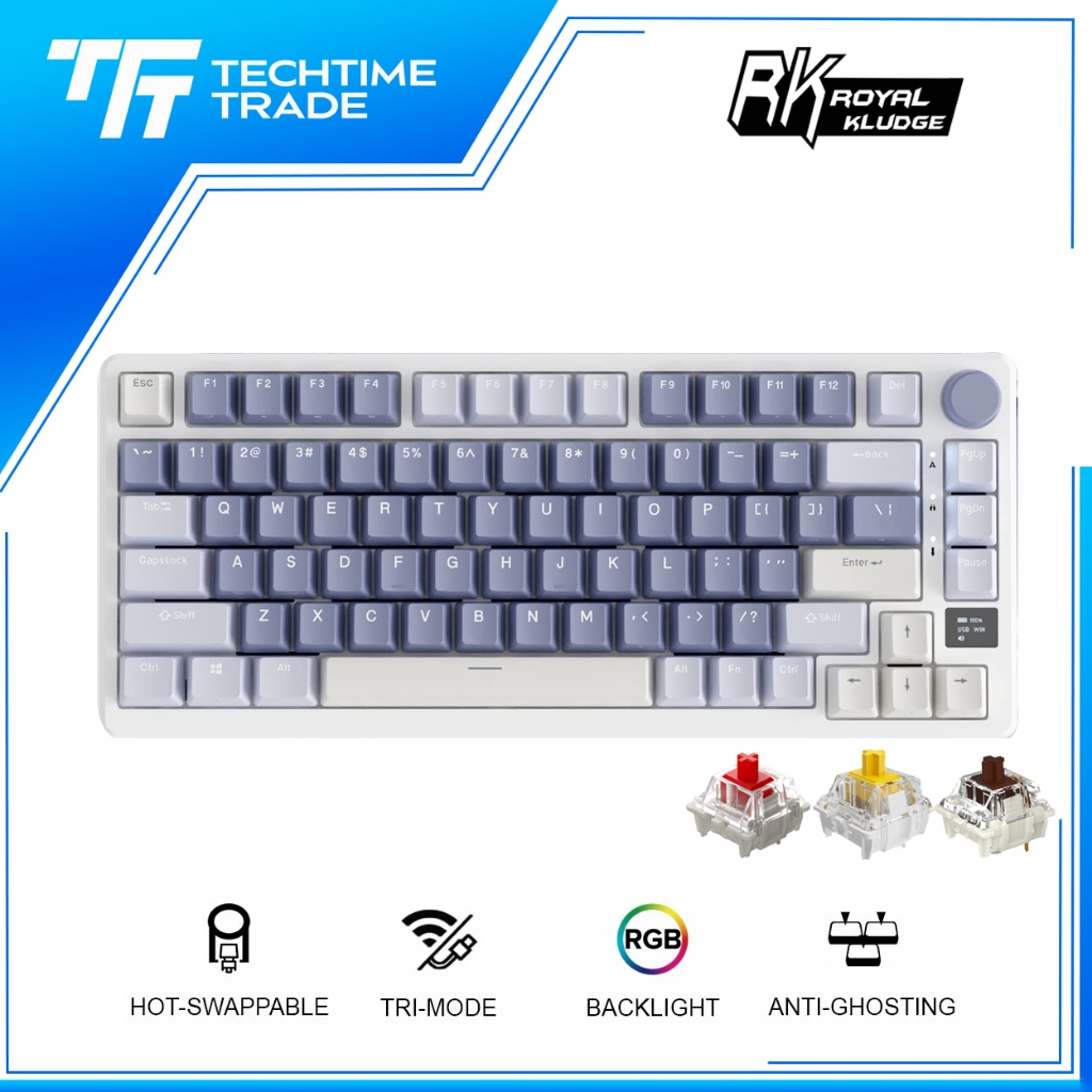 EXCLUSIVE RK Royal Kludge RKM75 75% Mechanical Keyboard 2.4GHz Wireless ...