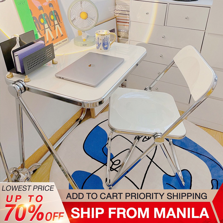 BAIERDI Simple Acrylic Table Portable Folding Work Desk Dormitory ...
