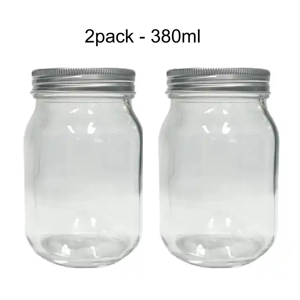 2pack Round Glass Mason Jar 380ml Wide Mouth Canning Food Storage Jars With Lid Shopee Philippines 8565