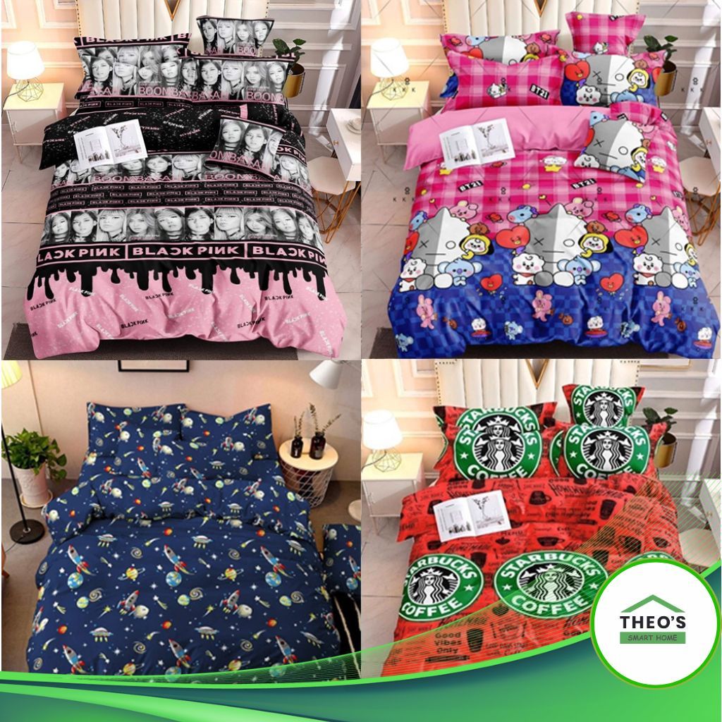 Theos 3in1 Bedding Set Premium Canadian Cotton Bedsheet Set Garterized