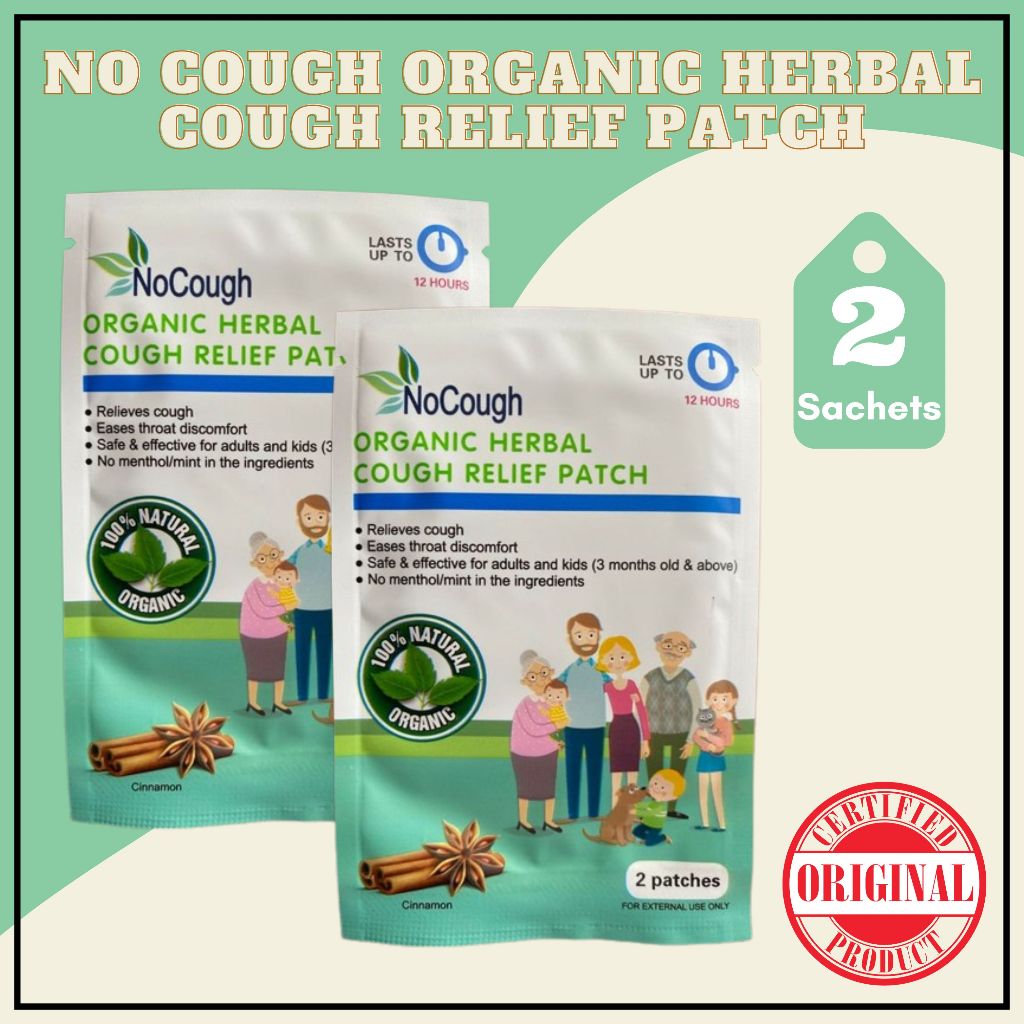 Original No Cough Organic Herbal Cough Relief Patch (2 sachets // 4