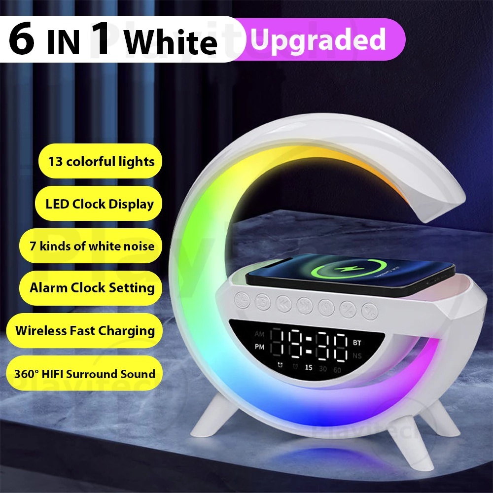 Bluetooth Speaker 15W LED Atmosphere RGB Light Wireless Charger Desk ...
