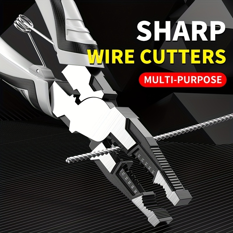 9-Inch Wire Stripper Pliers Industrial Grade Diagonal Multi-functio ...