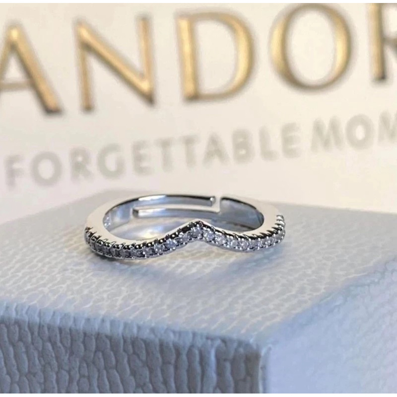PANDORA SPARKLING WISHBONE RING with box and paper bag | Shopee Philippines