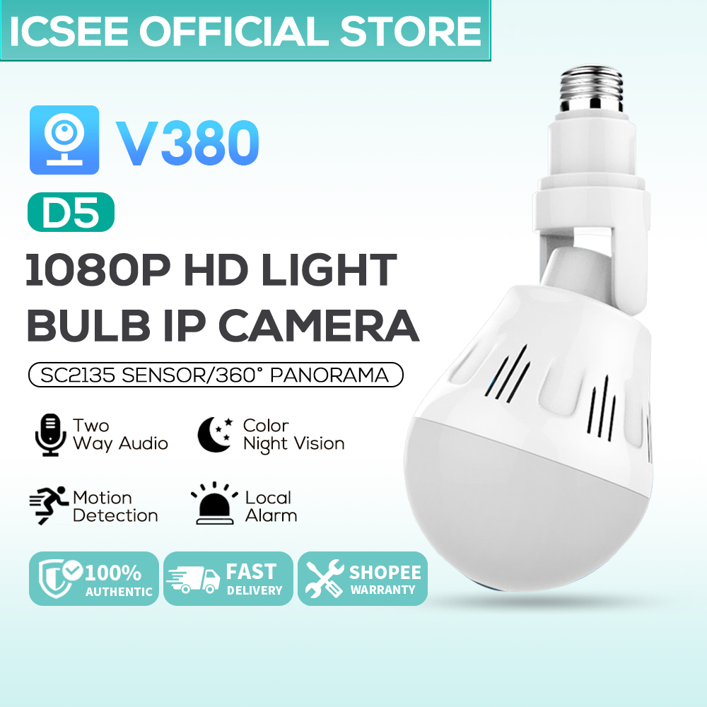 Light Bulb Camera PTZ WiFi 360 Degree Panoramic IP Camera, Surveillance  CCTV Cameras with Night Vision Human Motion Detection and Alarm (with 32 GB