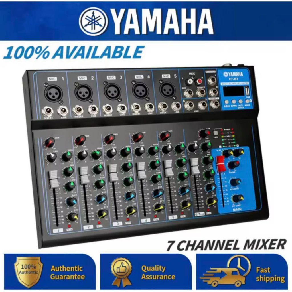 YAMAHA F7 professional bluetooth mixer 7 channel usb with reverb effect