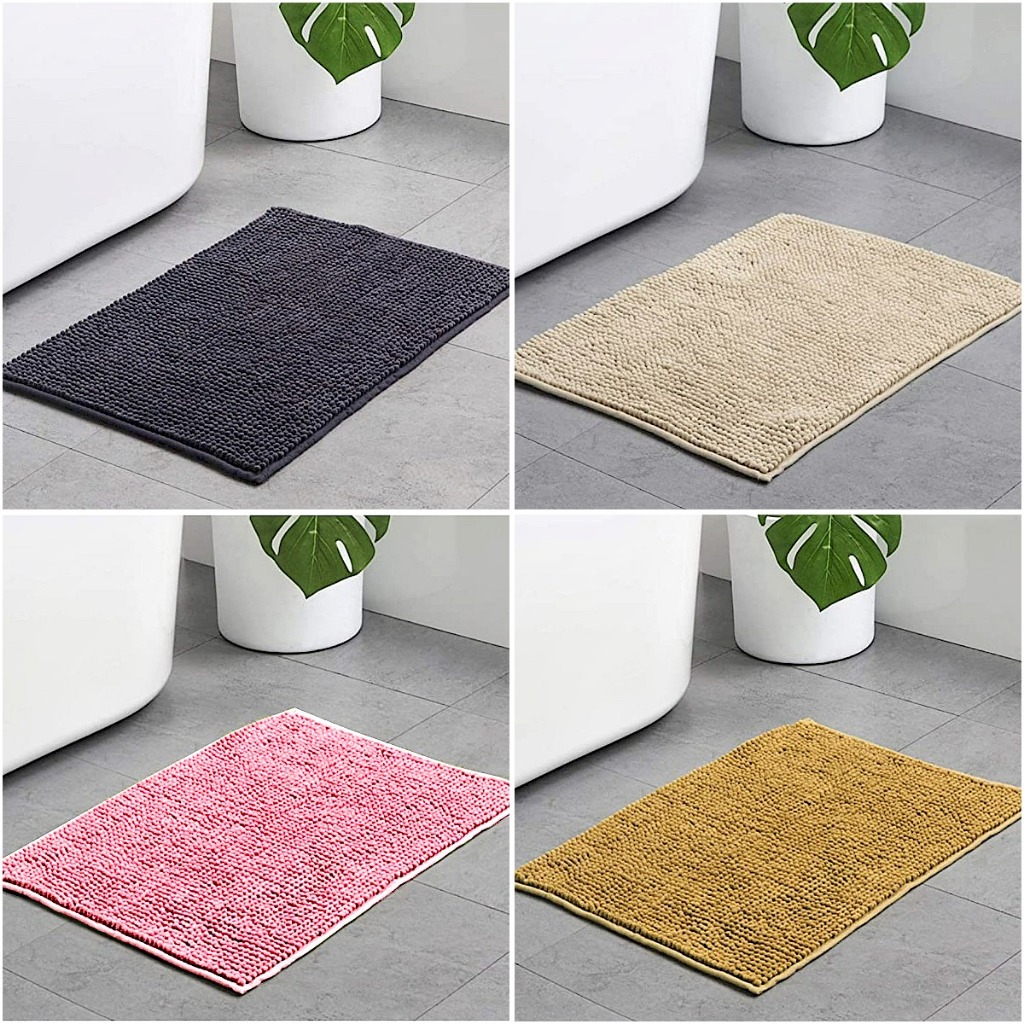 Chenille Microfiber Mat for Bathroom Soft Absorbent Shag Rug, Machine ...