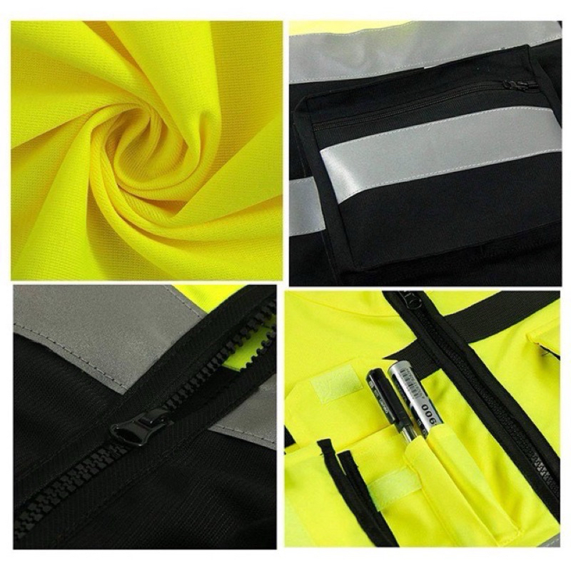 （COD）7 Pocket Class 2 High visibility Zipper front safety vest with ...