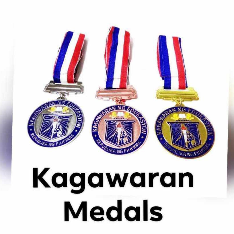 10PIECES 5cm. Kagawaran Medals with Blue, Red & White Lace gold silver ...