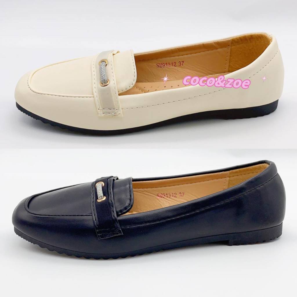 Women SlipOn Black Flat Shoes Korean Style Loafers Shopee Philippines