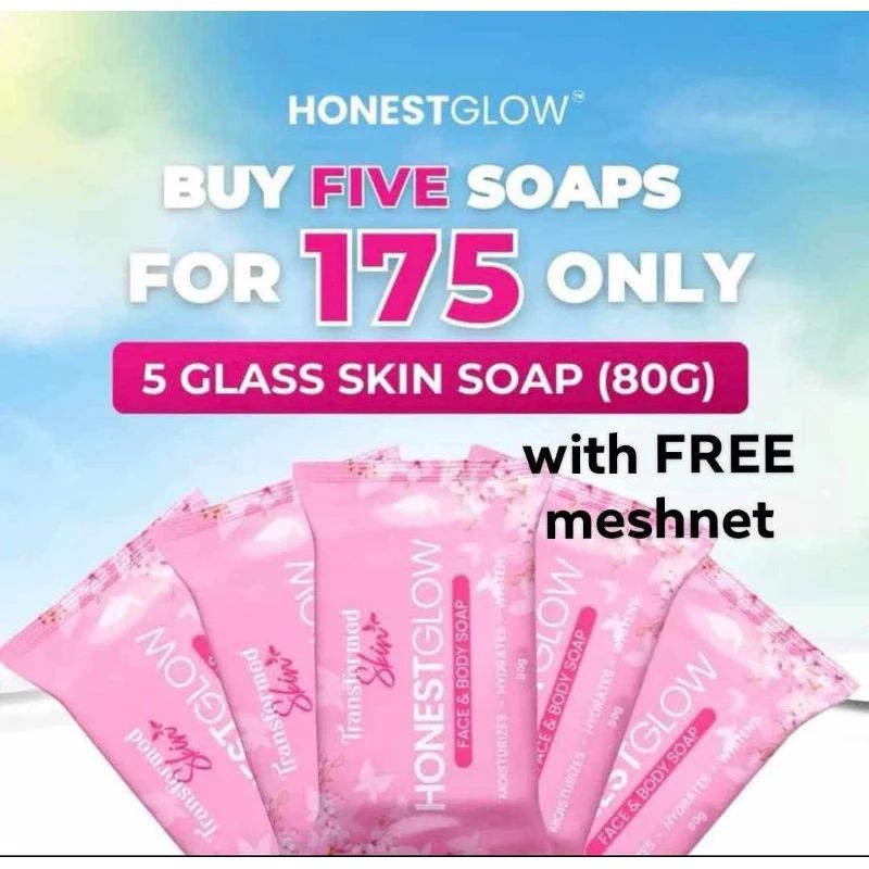 Honest glow glass soap 80g ,whitening 5pcs (random freebies) | Shopee ...