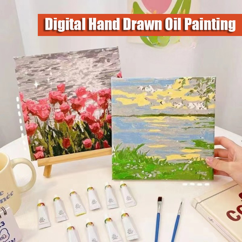 Digital Oil Paint By Numbers 20X20cm Canvas Frame Number Painting Home ...