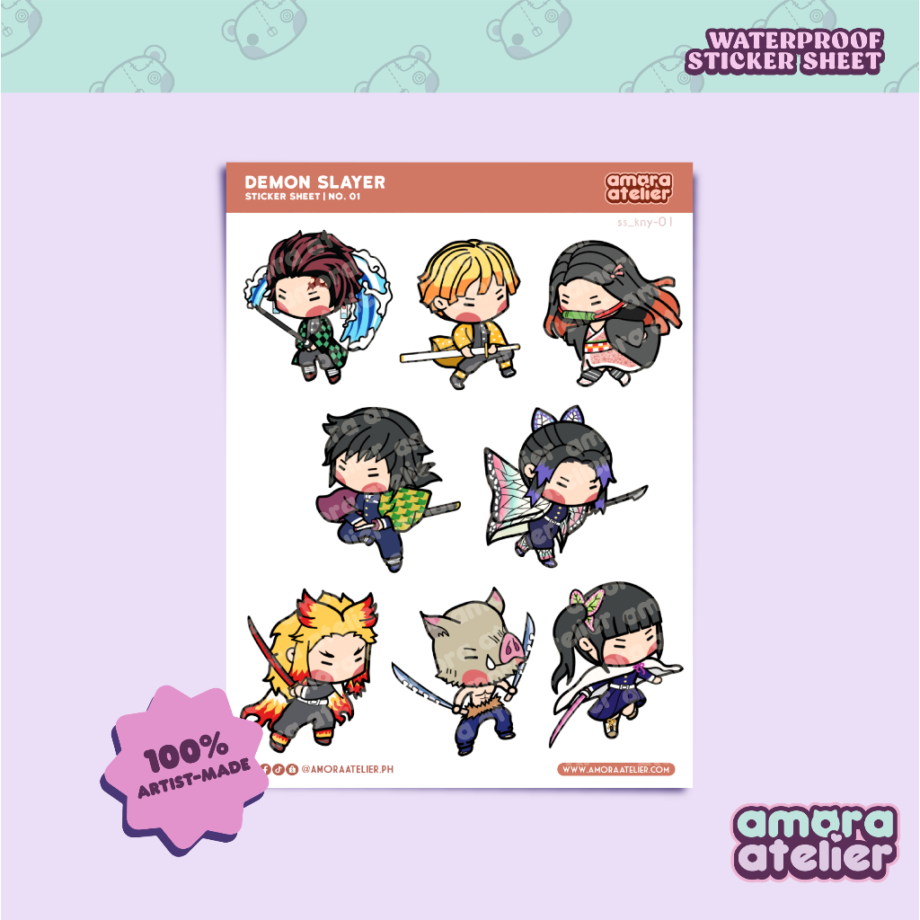Sticker Sheet | Demon Slayer Kimetsu No Yaiba | Fan Art by Amora ...