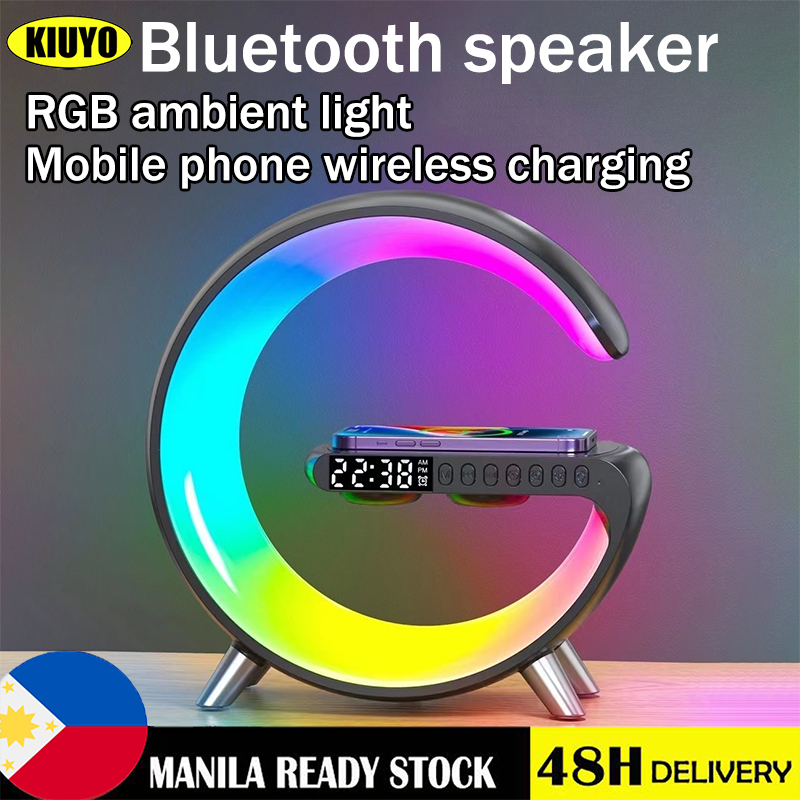 Bluetooth Speaker 15W LED Atmosphere RGB Light Wireless Charger Desk ...
