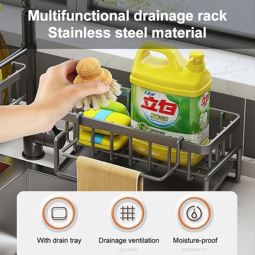 Organizer Rack Stainless Sponge Sink Drainer Rack Kitchen Soap Holder ...