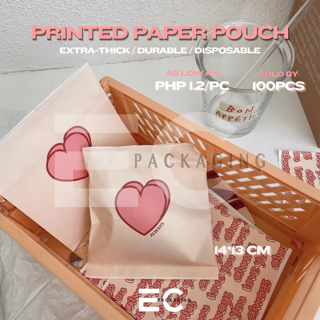 [EC] 100Pcs Love Heart Greaseproof Paper Bag Pouch Food Wrapper ...