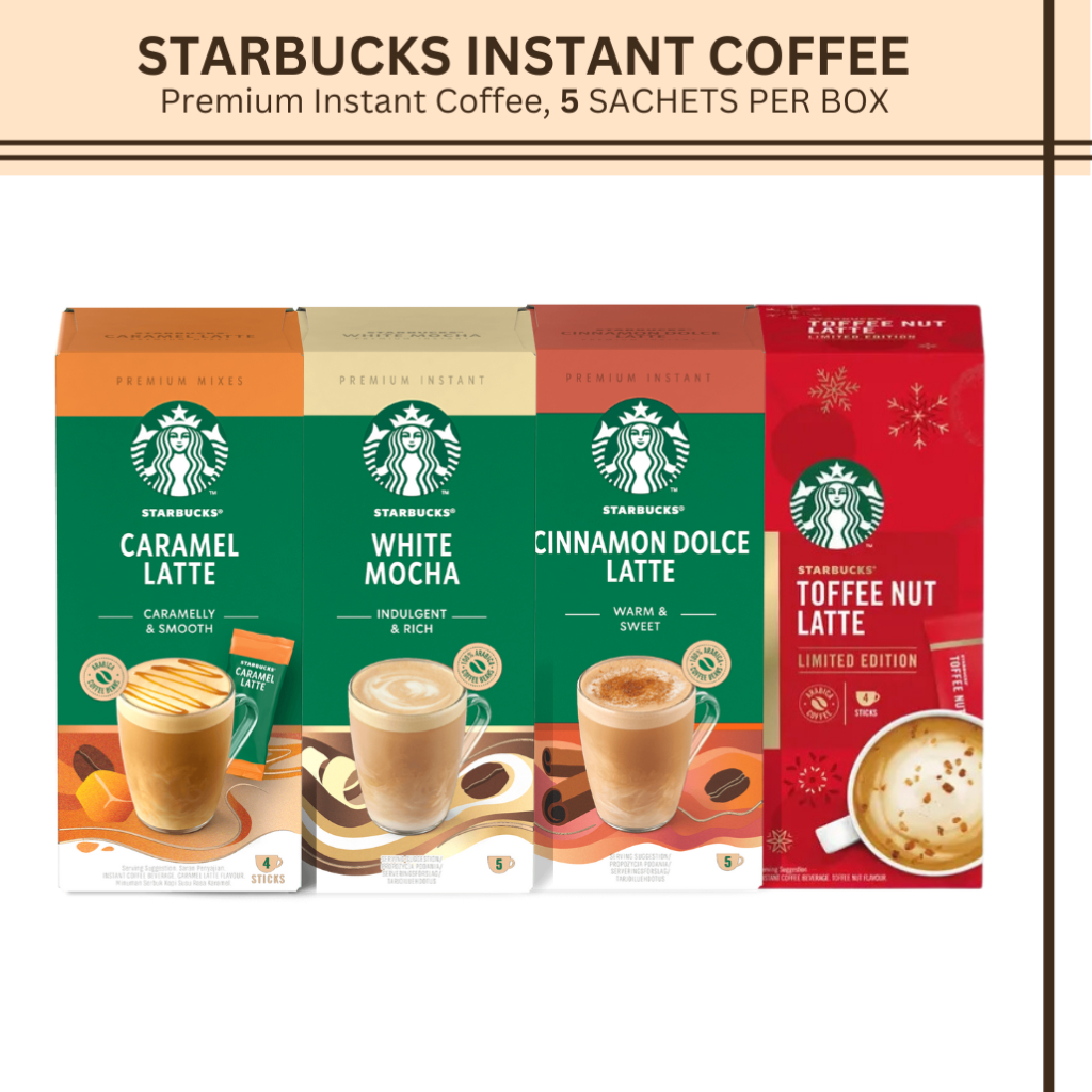 Starbucks Premium Instant Coffee 5 sachets Caramel Latte, White Mocha